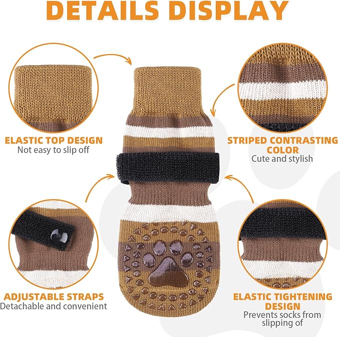 KOOLTAIL Dog Socks for Hot Pavement, Non Slip Dog Shoes to Prevent Licking Paws, Dog Booties with Grippers for Hardwood Floors, Puppy Boots & Paw Protectors for Small Medium Large Senior Dogs, L