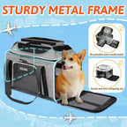 Petskd Top-Expandable Small Pet Carrier 18"x13"x9.5" Airline Approved | for Southwest Airlines, Lockable Safety Zippers and Anti-Scratch Mesh, Soft-Sided, Pets Under 10 Lbs, Grey