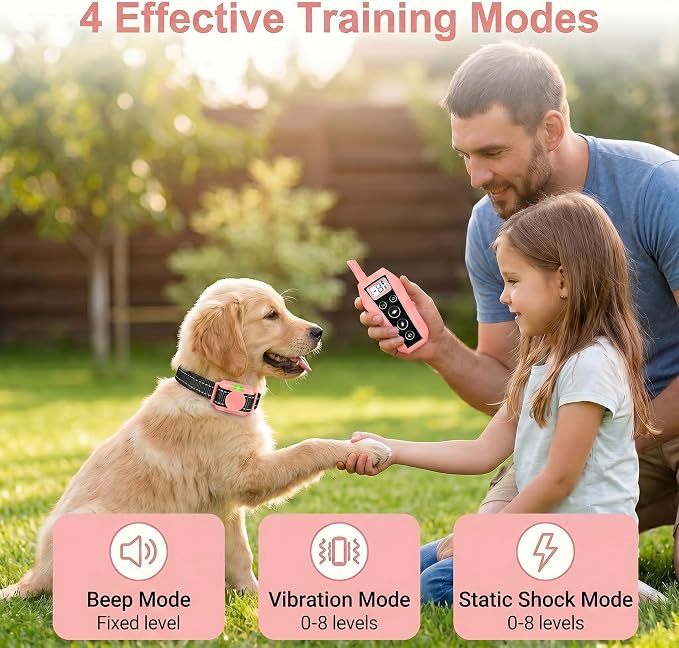 Mini Small Shock Collar for Small Dogs 5-30lbs, Ultra-Light & Thin 2000FT Dog Training Collar with Beep & Vibration & Safe Gentle Shock，IPX7 Waterproof,Pink