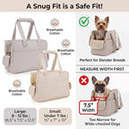 JourCraf Dog Purse Carrier for Small Dogs & Puppies Up 12 Lbs, Soft Cotton Tote Pet Shoulder Bag with Pockets, Foldable & Washable Breathable Puppy Carrier for Yorkie, Chihuahua & Cats - Beige