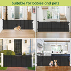 Reinforced 80 Inch Retractable Baby Gate Extra Wide Baby Gate for Wide Openings, Indoor/Outdoor Retractable Dog Gate for Doorway, Mesh Dog Gate Indoor Prevent Babies/Pets from Crawling Under, Black