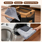 LOOBANI Foldable Dog Playpen with Washable Pee Pad, 32"x24"x22", Brown | Portable Pet Playpen for Small Dogs Cats Indoor Use, Sturdy Dog Crate with Premium Frame and 690D Oxford Waterproof Cover