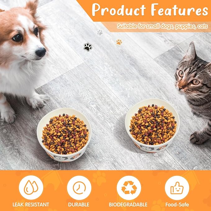100 Pcs Disposable Dog Bowls 1.5 Cups Pets Disposable Feeding Bowls for Dogs and Cats Pets Paper Travel Cups for Small Medium Dogs Cats Puppy Kitten Dry or Wet Serving Food Water(Lovely)