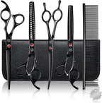 Professional Dog Grooming Scissors Set, 7 Inch/8 Inch Pet Grooming Scissors Chunkers Shears for Dog, Curved Dog Grooming Scissors, Thinning Shears for Dog with Grooming Comb | Pet Grooming Chunkers Shears for Dog, Curved Dog Grooming Scissors, Thinning...