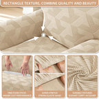 ZNSAYOTX Stretch Armchair Covers for, 1-Piece Chair Slipcovers for Living Room, Furniture Protector with Elastic Bottom for Dogs Cats Kids Geometrical Jacquard Fabric (Small, Khaki)