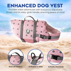 Dog Life Jacket — Premium Swim Vest with SafeChin Anti-Choke Collar | PAWS Aboard Pink | RapidLift Rescue Handle, D-Ring, Reflective Trim | Boating, Kayaking, Pool | Medium (25–50 lbs)