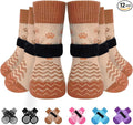 EXPAWLORER 6Pcs Anti Slip Dog Socks to Prevent Licking Paws, Dog Shoes for Hot Pavement Double Sides Dog Boots & Paw Protectors Booties for Hardwood Floors with Grip Small Medium Large Senior Dogs, XS