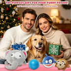 XIAPIA 3-in-1 Plush Elephant Squeaky Dog Toys for Aggressive Chewers | No Stuffing Interactive Dog Toys, Hidden Squeaky Ball & Crinkle Paper, Chew Fetch Toy for Small Large Puppy, Birthday Gift