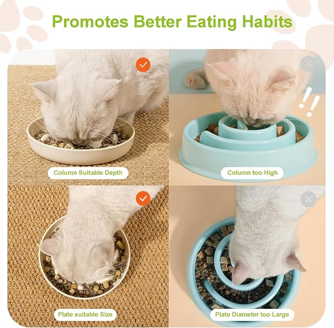 Slow Feeder Bowl for Cats and Small Dogs,Cilkus Fish Pool Design, Fun Interactive Bloat Stop Puzzle Feeder Bowl Healthy Eating Diet Made of Melamine Food Grade Material (Pink)
