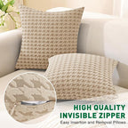 MAXIJIN Pack of 2 Throw Pillow Covers 18x18 Inch, Decorative Soft Couch Pillow Covers Square Accent Cushion Cover Farmhouse Pillow Cases for Sofa Bed Living Room Home Decor, Khaki