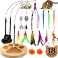 Cat Toys for Indoor Cats, Interactive Cat Toy Wand, Kitten Stuff, 18 Lures | Heavy Stable Base Prevents Toppling, Dual Suction Cup For Extra Play Options, Trigger natural feline hunting instincts today