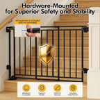 Extra Wide 29" Tall Baby & Dog Gate, 32-54" Wide Hardware Mount Gate,Black | Auto-Close design,Two-Way Swing, No Bottom Bar,Must Drill to Install