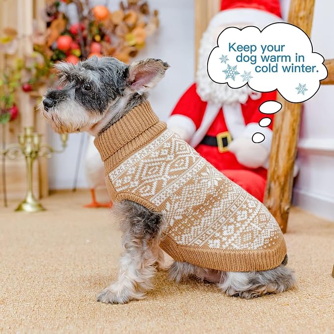 HOMIMP Dog Sweater Argyle - Warm Winter Clothes Puppy Soft Coat, Ugly Dog Sweater for Small Medium and Large Dogs, Pet Clothing Boy Girl, Cream 2XL