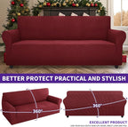 ZNSAYOTX Super Stretch Couch Cover (72"-92") Universal Sofa Covers with Elastic Bottom, Dog Cat Pets Friendly Washable Furniture Protector Fitted Sofa Slipcovers Stay in Place (Wine Red, Sofa)