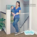 Toddleroo Easy Swing & Lock Baby Gate for Top of Stairs: 36" Tall, Ivory | Top of Stairs Baby Gate, Hardware Mount, Open-Direction Control, 28.7"-47.8" Wide, 36" Tall, One-Hand Operation, Swing-Latch