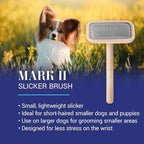 Chris Christensen Mark II Slicker Brush for Dogs, 12mm Pins, Groom Like a Pro, Handcrafted Lightweight Beechwood Ergonomic Handle, Stainless Steel Pins, A5II Small. Made in Germany.