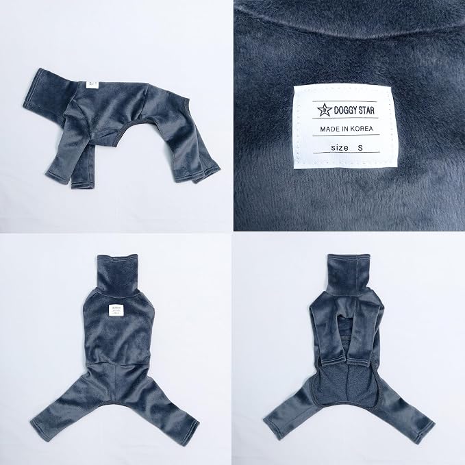 D Doggy Star Italian Greyhound Clothes Sweater Fleece Basic Onesie Whippet for Dog Turtleneck Outfits Coat (M,FLCE Charcoal)