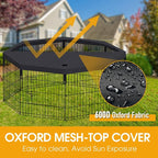 Artmalle Dog Playpen Top Cover Only, 8-Panel 24-Inch Octagonal Mesh, Black | Mesh top cover fits most 8-panel, 24-inch-wide octagonal dog pens, adding shade, airflow and jump-out protection. Cover only.