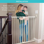 Toddleroo Easy Swing & Lock Baby Gate for Top of Stairs: 36" Tall, Ivory | Top of Stairs Baby Gate, Hardware Mount, Open-Direction Control, 28.7"-47.8" Wide, 36" Tall, One-Hand Operation, Swing-Latch