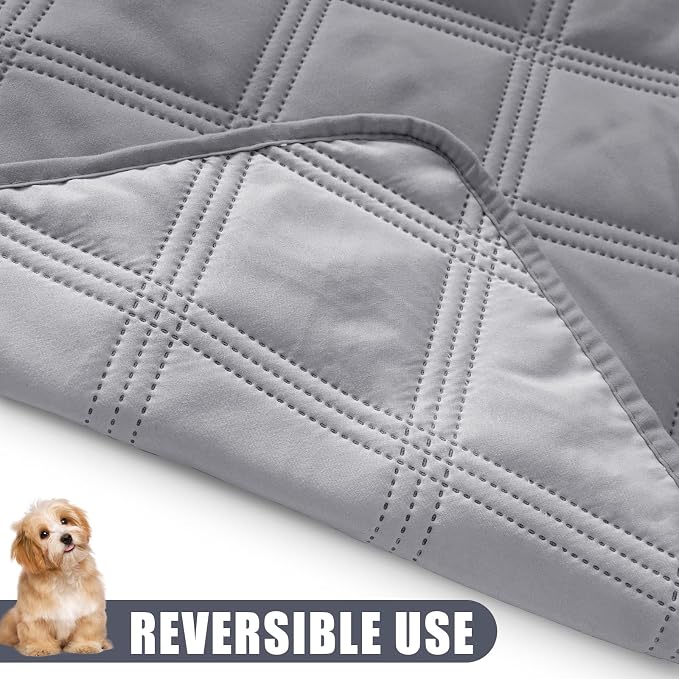 Smiry Waterproof Dog Bed Cover, Reversible Pet Blanket for Sofa Couch | Soft Washable Dog Blanket, Leakproof Couch Cover for Dogs Cats & Furniture Protection, 30x82, Grey/Light Grey