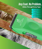 Professional Dog Grooming Clippers with 17H Runtime & Replaceable 440C Blade, 5-Speed Low Noise Electric Dog Shaver for Thick, Matted, Curly Hair, Cordless Clipper for Groomer & Home Use, Green