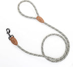 Mile High Life Dog Leash with Genuine Leather Connection, 6 FT/5 FT/4 FT | Rope Leash, Heavy Duty 360° Swivel Metal Clasp, for Small Medium & Large Dogs (White Beige, 48 Inch)