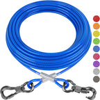 XiaZ Dog Tie Out Cable, Heavy Duty Dog Chains for Outside with Lockable Hook, Pet Runner Cable Leads for Yard, Dogs Line Tether for Small Medium Dogs Up to 60 LBS (20FT, Blue)