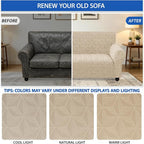 ZNSAYOTX Stretch Couch Cover, 1 Piece Sofa Covers for 3 Cushion Couch, Jacquard Sofa Slipcovers with Elastic Bottom Thickened Furniture Protector for Dog Cat Pet (Large, Khaki)