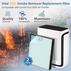Vital 200S-P Smoke Replacement Filter for LEVOIT Vital 200S-P Air Purifier | 4-in-1 High-Efficiency Filtration with Activated Carbon Vital 200S Filter for Smoke, Ash, Dust, Vital 200S-RF-SR,2 Pack, Blue