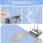 Silicone Cat Litter Mat for Litter Box 40”x28” Large Cat Mat, Blue | Waterproof, Non-Slip, Leak-Proof Rug Mat with Lip, Easy to Clean, Extra Large Litter Catcher Mat for Floor