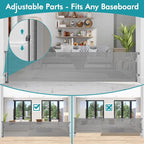 140" Extra Wide Retractable Baby Gate Extra Long Dog Gate Indoor Outdoor | Retractable Fence for Large Openings, Garage Dog Gate, Space-Saving, Easy to Use, Safety Lock, Sturdy Mesh, Easy Install/Gray