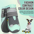 SlowTon Dog Shoes for Large Small Medium Dogs - Breathable Dog Boots for Summer Hot Pavement, Paw Protector for Outdoor Walking Winter Snow, Anti-Slip Rubber Dog Booties for Hardwood Floor (Green, 0)