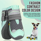 SlowTon Dog Shoes for Large Small Medium Dogs - Breathable Dog Boots for Summer Hot Pavement, Paw Protector for Outdoor Walking Winter Snow, Anti-Slip Rubber Dog Booties for Hardwood Floor (Green, 4)