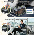 Lekereise Top-Expandable Pet Carrier 18x13x9.5 Inch Southwest Frontier Airline Approved Soft Sided Underseat to 15lbs Travel Carriers for Small Cats Dogs with Locking Safety Zippers Anti-Scratch Mesh