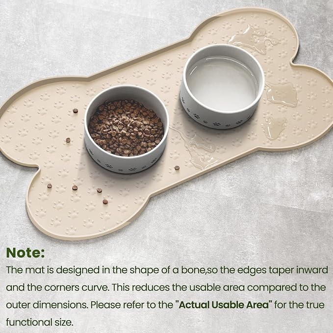 PWTAA Dog Food Mat Anti-Slip Silicone Dog Bowl Mat Thicker Pet Placemat Waterproof Cat Feeder Pad with Raised Edge Puppy Kitten Feeding Mats Suitable Small Medium-Sized Dogs Cats Eating Tray - 2PCS