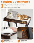Modern Wood Cat Tree Tower for Indoor Cats Large Adult 67-in Tall | Heavy Duty XL Stable Wooden Cat Condo House Furniture with Multi-Level Spacious Perch Scratching Board Soft Washable Pads