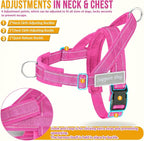 Lukovee No Pull Dog Harness and Leash Set - Adjustable Soft Padded Vest with Front Clip for Easy Control, Reflective Durable Harness for Safe Daily Training Walking for Medium Large Dogs (L, FU)