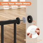 29"-51" Extra Wide Baby Gate, No Drilling Auto Close Dog Gate, Black | Indoor for Doorways & Stairs, Pressure Mounted Adjustable Pet Gate, Easy Walk Through Gate for Baby & Pet Stroller Friendly