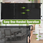 Retractable Baby Gate Extra Wide 65", Retractable Dog Gate Indoor/Outdoor | Durable Mesh Gates for Kids or Pets, Space-Saving, Easy One-Hand Operation Safety Lock, Easy Install, for Stair/Doorway/Black