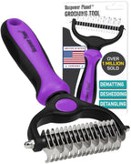 Maxpower Planet Pet Grooming Brush - Double Sided, Extra Wide for Dogs and Cats - Dematting Undercoat Rake, Reduces Shedding by 95%, Purple | Purple, For Dogs & Cats, Anti-Slip Handle, Removes Mats & Tangles, Reduces Shedding, Gift for Pet Lovers