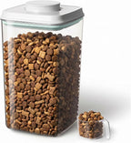 Dog Food Storage Container, 4L/4.2 Qt Airtight Pet Canister with One-Touch Lid, 130ml Scoop, BPA-Free Stackable Clear Kibble Holder for Kibble, Cat Food and Treats