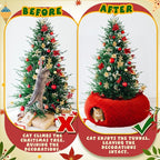 Thyle Christmas Cat Tunnel Bed Under Christmas Tree for Indoor Cats Xmas Pet Donut Tunnel with Cushion Foldable Round Pet Toy for Small Animals Kitten(3ft X 3ft X 9.8in,Red,Plush)