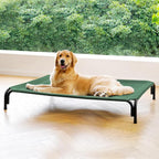 Elevated Dog Bed Raised Outdoor Dog Cot for Extra Large Dogs, Installation Requires No Tools, Frame with Washable Cooling Breathable Mesh Anti-Slip Feet, Indoor Pet Bed, Green, 53.9 Inches