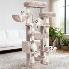 Gitelsnour Cat Tree, 63'' Cat Tower for Large Cats, Big Hammock GCT020MU | Cat Condo, Cat Scratching Posts for Indoor Adult Cats, 4 Platforms（ 2 Big 2 Small）, 2 Baskets, Sisal Rope, 4 Toys, Mushroom
