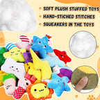 Hungdao 80 Pcs Dog Squeaky Toys Bulk for Small Dog Cute Plush Stuffed Puppy Chew Teething Toys Pet Bundle Easter Gift for Chewing Cleaning & Interactive Play