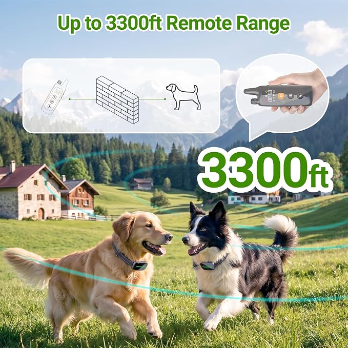 Shock Collar for Dogs（8-150Lbs,3300 ft Training Collar for Dogs,Ip67 Waterproof, Three Training Modes (1-99)，Security Lock