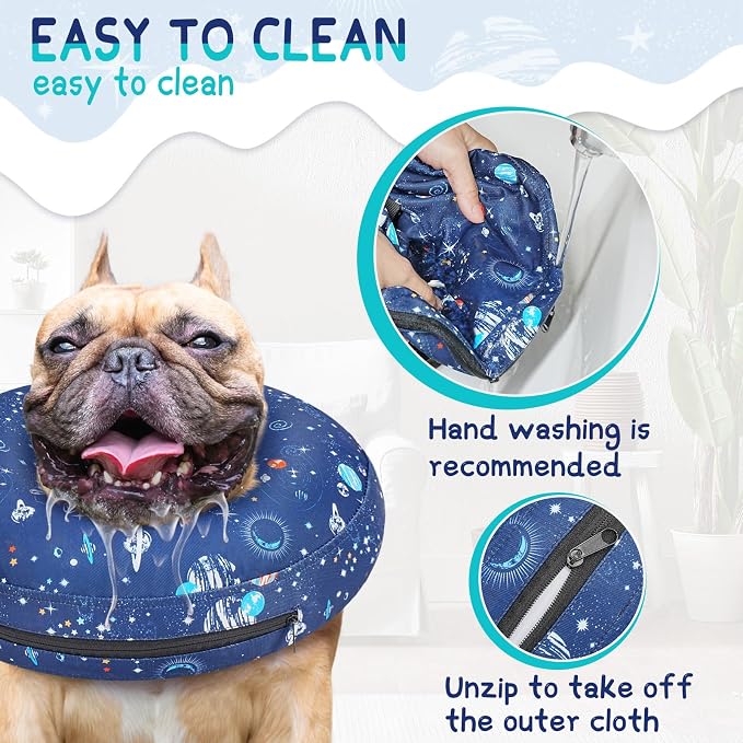 Supet Inflatable Dog Cone Collar Alternative After Surgery, Soft Donut Recovery E Collar for Neuter, Small Medium Large Dogs