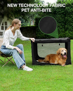 24 x 17 x 17 Inch Collapsible Soft Dog Crate for Dogs Up to 30 lbs, Portable Travel Pet Kennel with 4 Zip Doors, Foldable Indoor Outdoor Crate with Mat, Carry Bag, Black