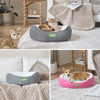 Round Pet Bed for Cats & Small Medium Dogs, Grey 25in | Washable Small Dog Beds, Calming Soft Pet Beds for Puppy Kitten, with Anti-Slip Bottom, Low Entrance