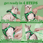 rabbitgoo Cat Harness and Leash Set, Escape Proof Vest, Grass Green | Soft Breathable Mesh, Easy Adjustable Fit, Snap Buckles, Sturdy Clip, Reflective Strips, for Medium to Large Cats Walks, M